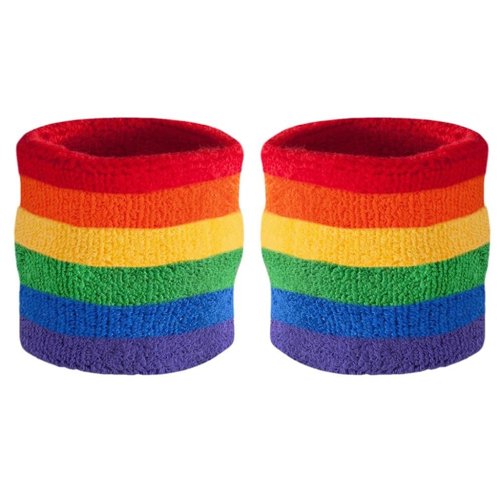 RAINBOW SWEATBAND WRISTBAND PAIR